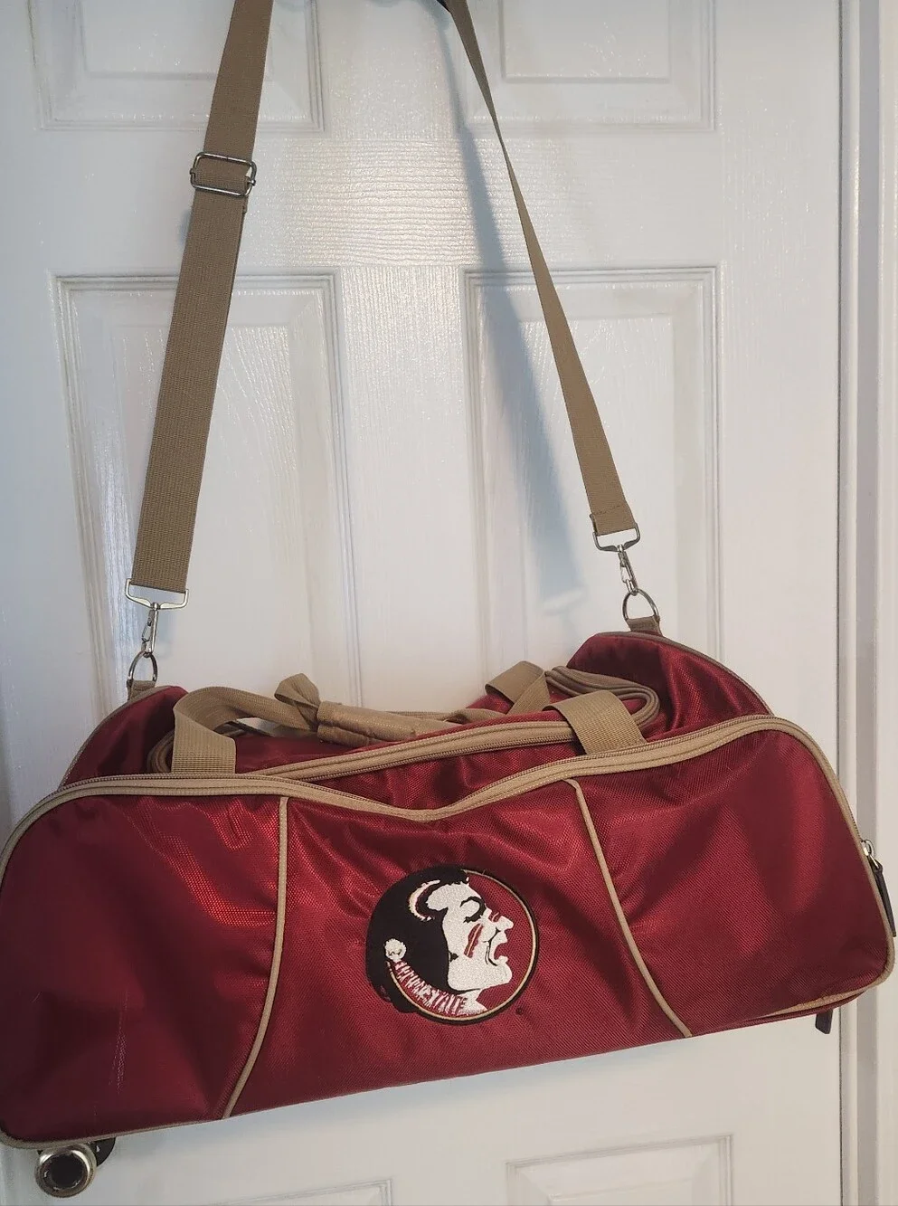 FLORIDA STATE SEMINOLES FSU Burgundy Duffel with Cream Trim